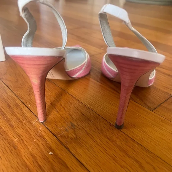 Manolo Blahnik Pink Pony Hair Slingback Heels Size 37 Kitten Heel - Picture 6 of 16